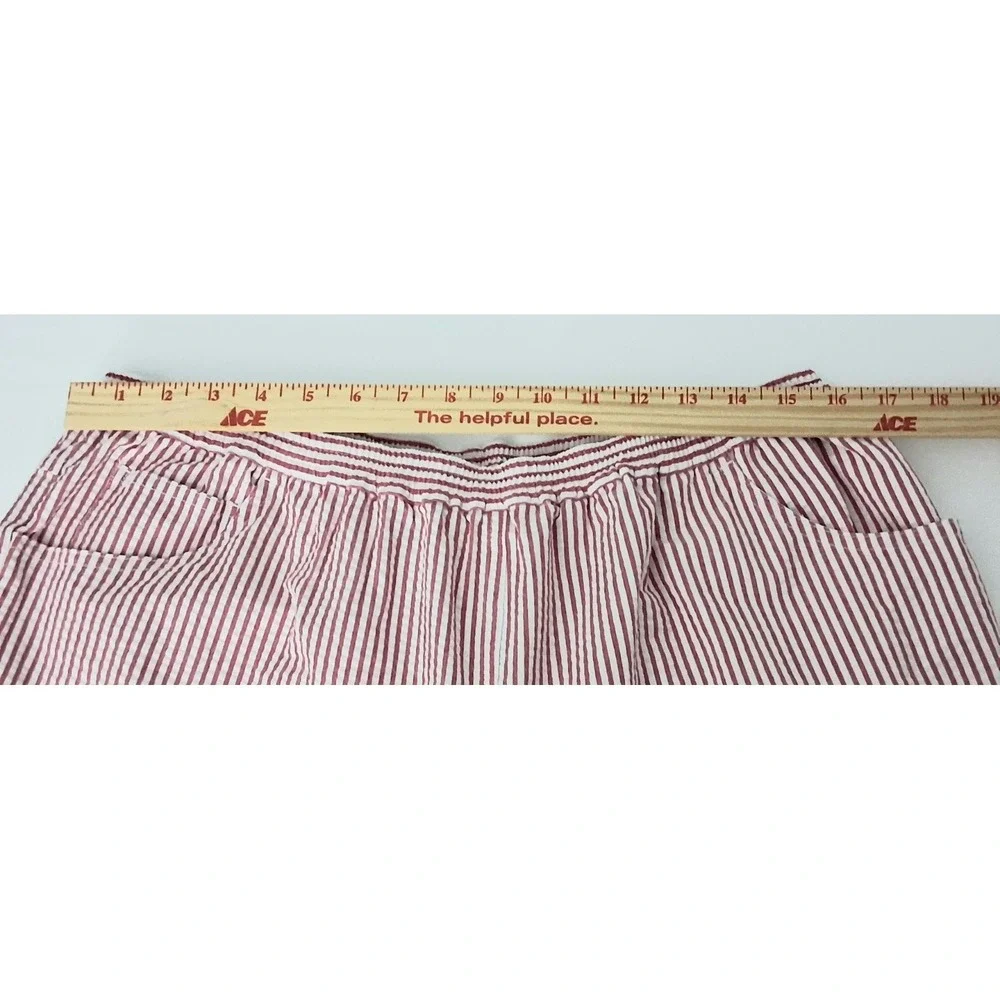 Quacker Factory Capri Pants Womens 1X Red & White Stripe Seersucker Pockets